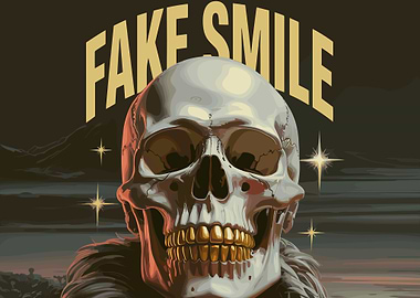Fake Smile Skull with Golden Teeth