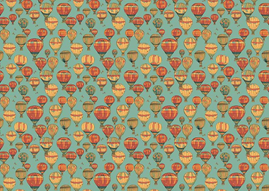 Hot Air Balloon Pattern on Teal
