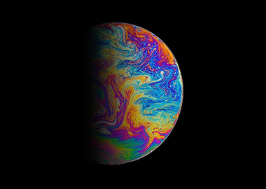 Abstract Colorful Planet on Black Background