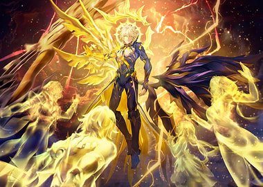 Winged Warrior with Golden Aura