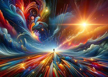 Abstract Colorful Journey with Figure