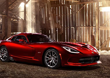 Red Dodge Viper in Barn
