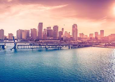 miami skyline at sunset