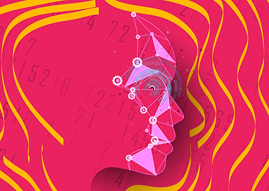 Abstract Digital Face with Geometric Design