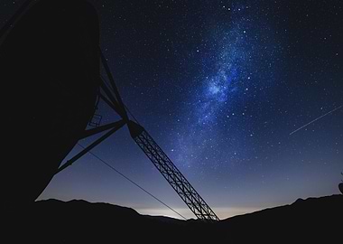 Milky Way over Radio Telescope Silhouette