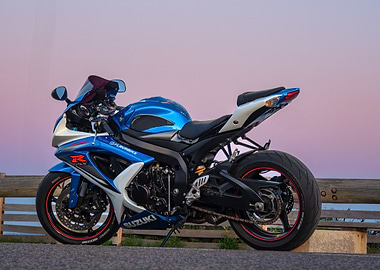 Suzuki GSX-R 750 Motorcycle at Sunset