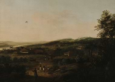 Tropical Landscape with Figures Painting