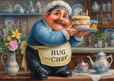 Hug the Chef with Birthday Cake