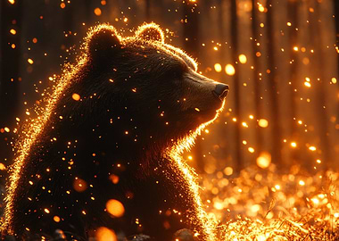 Golden Bear in Forest