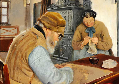Elderly Couple at Work Painting