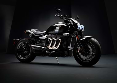 Black Triumph Rocket 3 Motorcycle Studio Shot