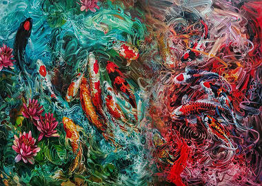 Koi Fish Pond Painting