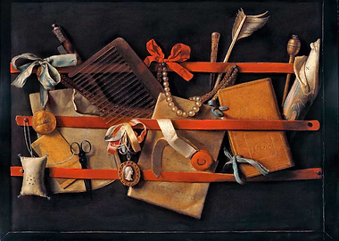 Trompe-l'oeil Still Life with Writing Tools