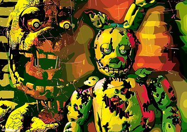 Springtrap and Withered Bonnie Digital Art