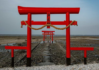 Red Torii Gates at Sea