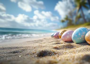 Easter Eggs on a Tropical Beach