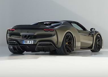 Olive Green Ferrari 296 GTS Rear View