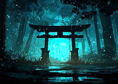 Torii Gate in Enchanted Forest