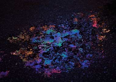 Iridescent Oil Spill on Asphalt