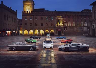Lamborghini Cars in Piazza Maggiore, Bologna
