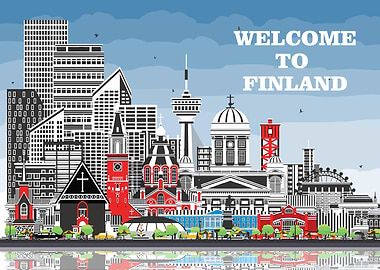 Welcome to Finland Cityscape Illustration