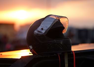 Racing Helmet at Sunset