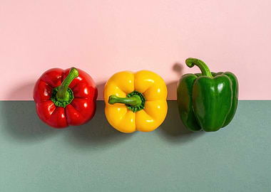 Colorful Bell Peppers on Split Background
