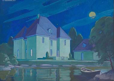 Nighttime Chateau by the Water