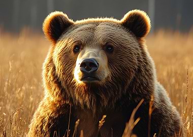 Brown Bear Portrait in Golden Light