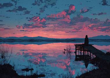 Sunset Lake Reflection