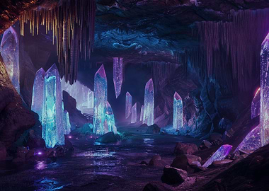 Crystal Cave Landscape with Water