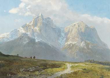 Mountain Landscape Painting with Path