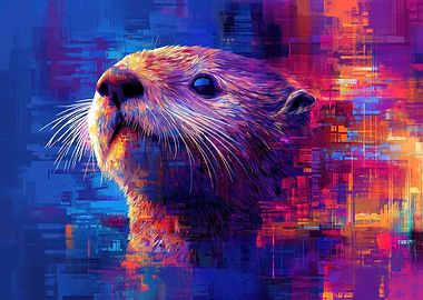 Colorful Otter Closeup