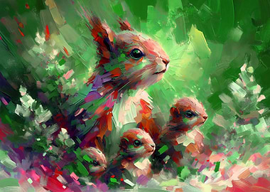 Squirrel Family Painting