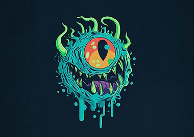Cartoon Monster with One Eye