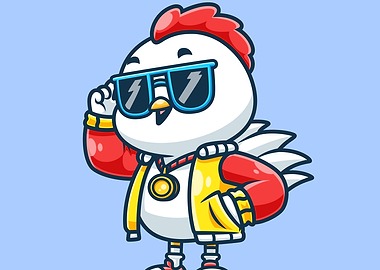Cool Chicken Cartoon Character