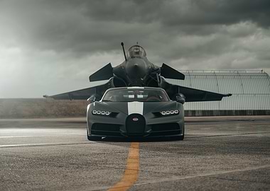 Bugatti Chiron and Fighter Jet