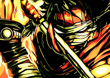 Samurai Warrior with Sword Digital Art