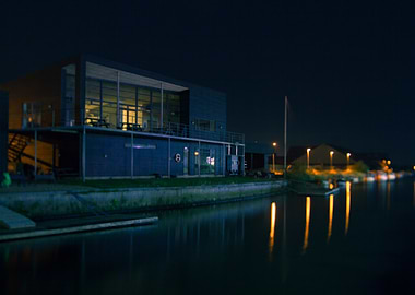 Kolding Kajak Klub at night with Reflection on Water
