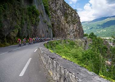 Cycling Race on Mountain Road