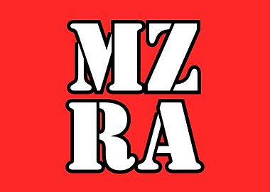 MZRA Text Art on Red Background