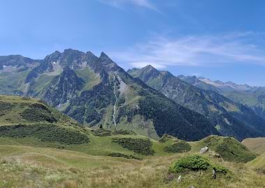 Mountainous Landscape under a Blue Sky