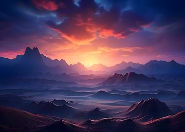 Mountain Range at Sunset