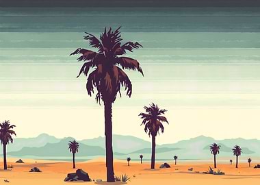 Pixel Art Palm Tree Landscape