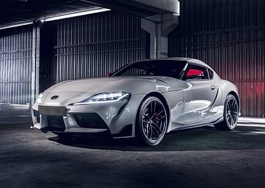 White Toyota Supra in a Garage