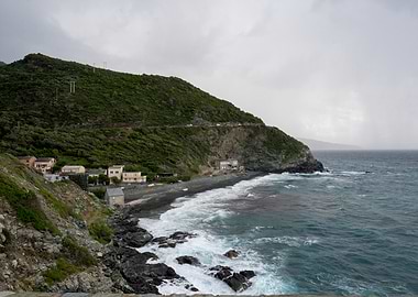 Coastal Village on a Cloudy Day
