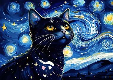 Starry Night Cat