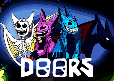 Cartoon Dragons with 'DOORS' Text