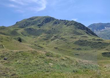 Green Mountain Landscape Under Blue Sky