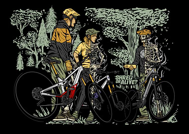 Shred or Alive Mountain Biking Illustration